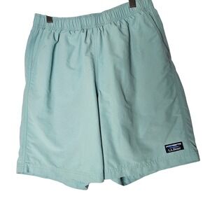 L.L.Bean Men's M Teal Supplex Nylon Quick Dry Hiking Casual Shorts Drawstring